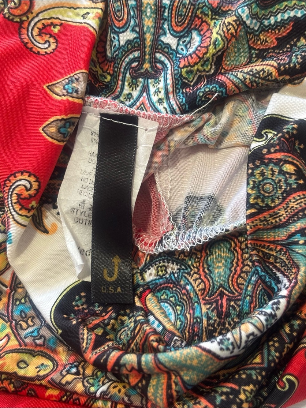 Uptown Apparel Red Paisley-Accent Wide Leg Palazzo Pants Size: Medium - Picture 5 of 7